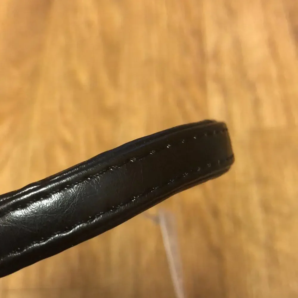 Martha Stewart Black and Silver Leather Buckle Dog Collar Size 14